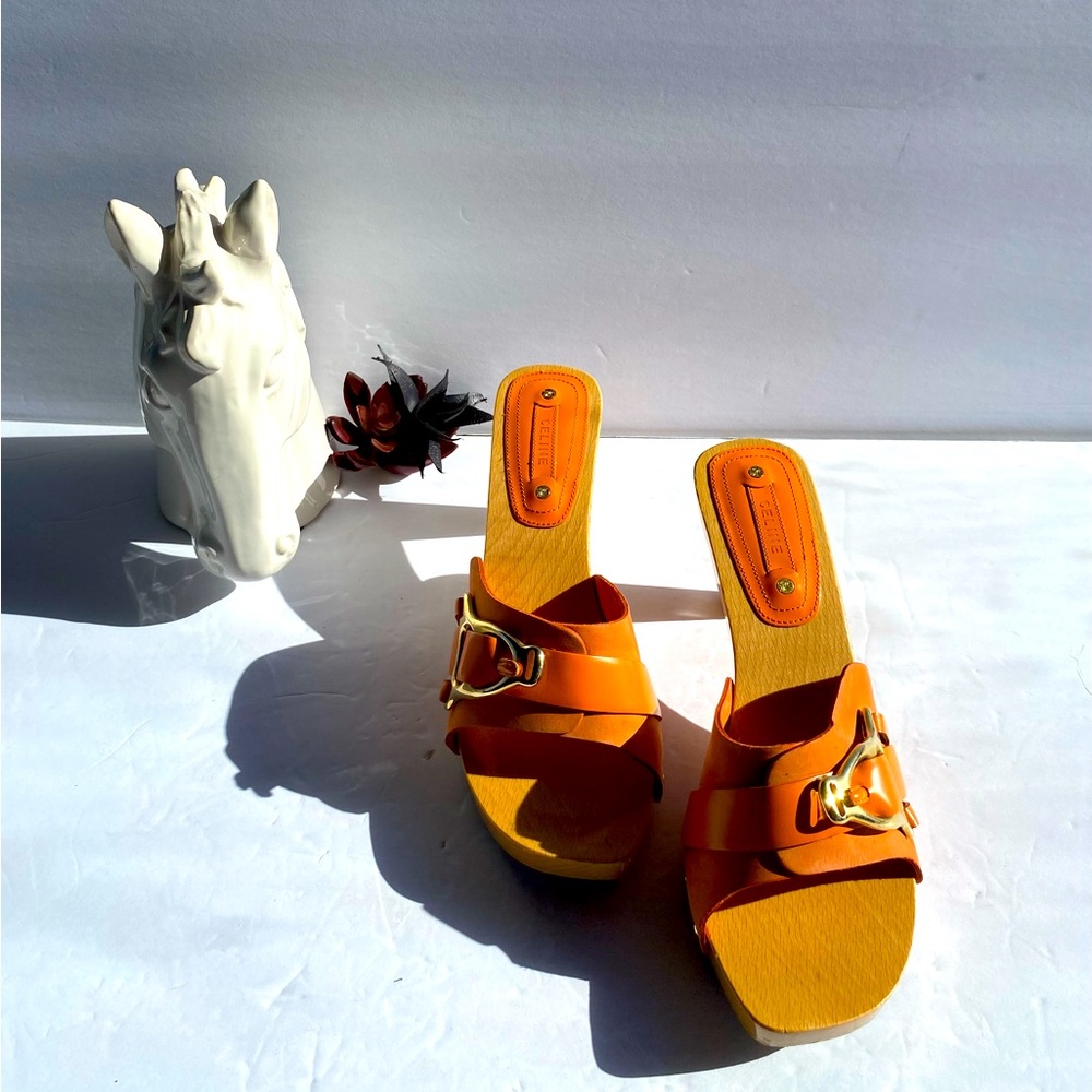 🥿Pre Loved Orange Celine Clogs